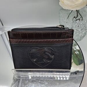 Brighton Black and Brown Key Card Holder with Crocodile Texture